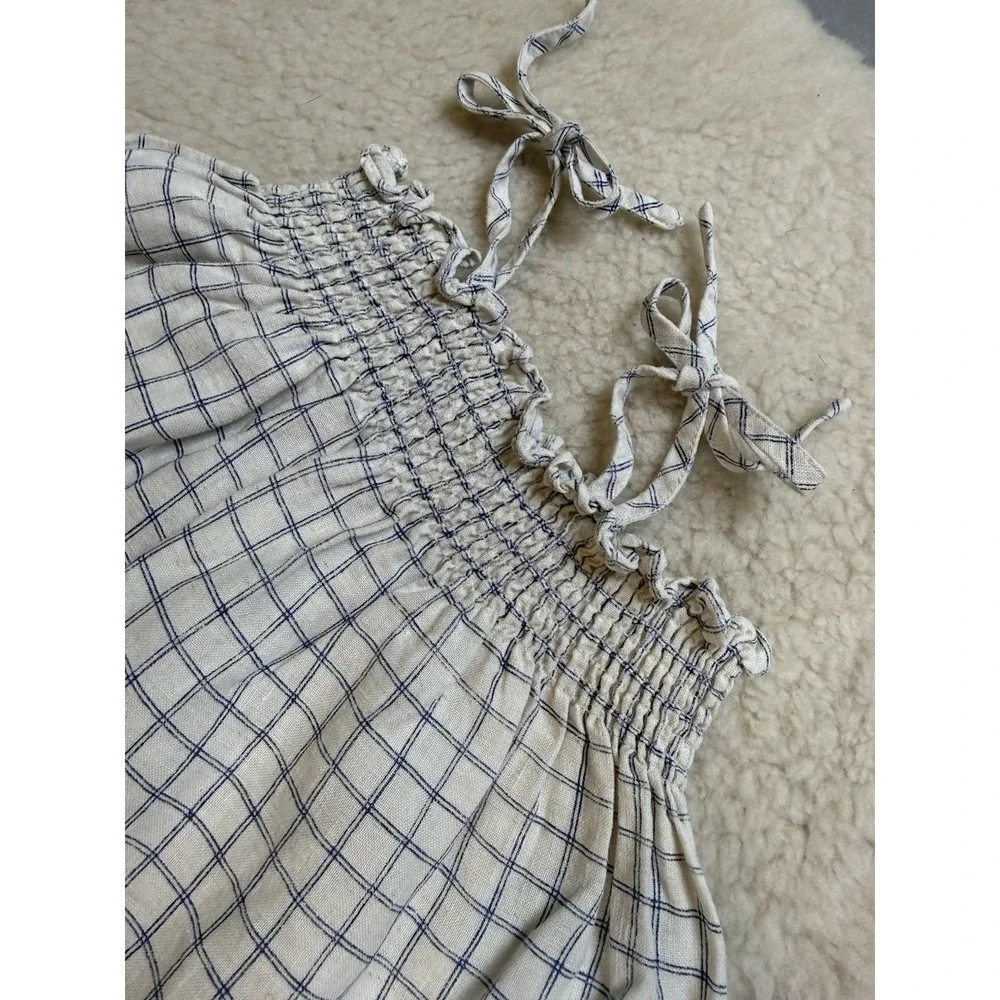 Oeuf Baby Girl Clothes 2Y 100% Linen Set Smocked Plaid Boho Tank Shorts Nautical